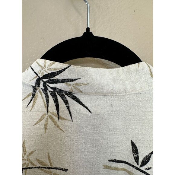 Vintage Sarah B Woman Womens Tan Blouse 2X short sleeve Rayon floral button up - Picture 8 of 9